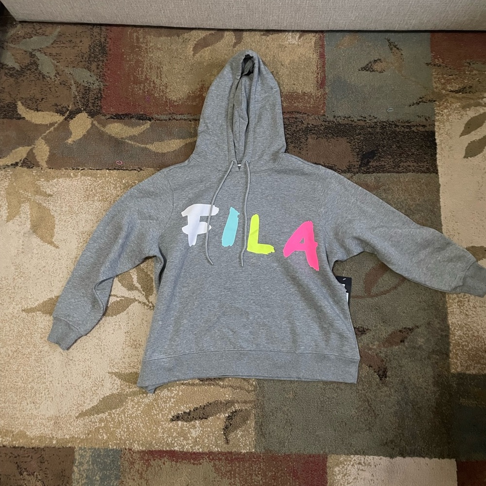Fila Gray Hoodie with Multicolor Logo